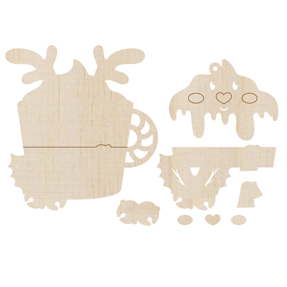 Holzbausatz - Weihnachtstasse ca. 10,7cm x 9,8cm aus Sperrholz