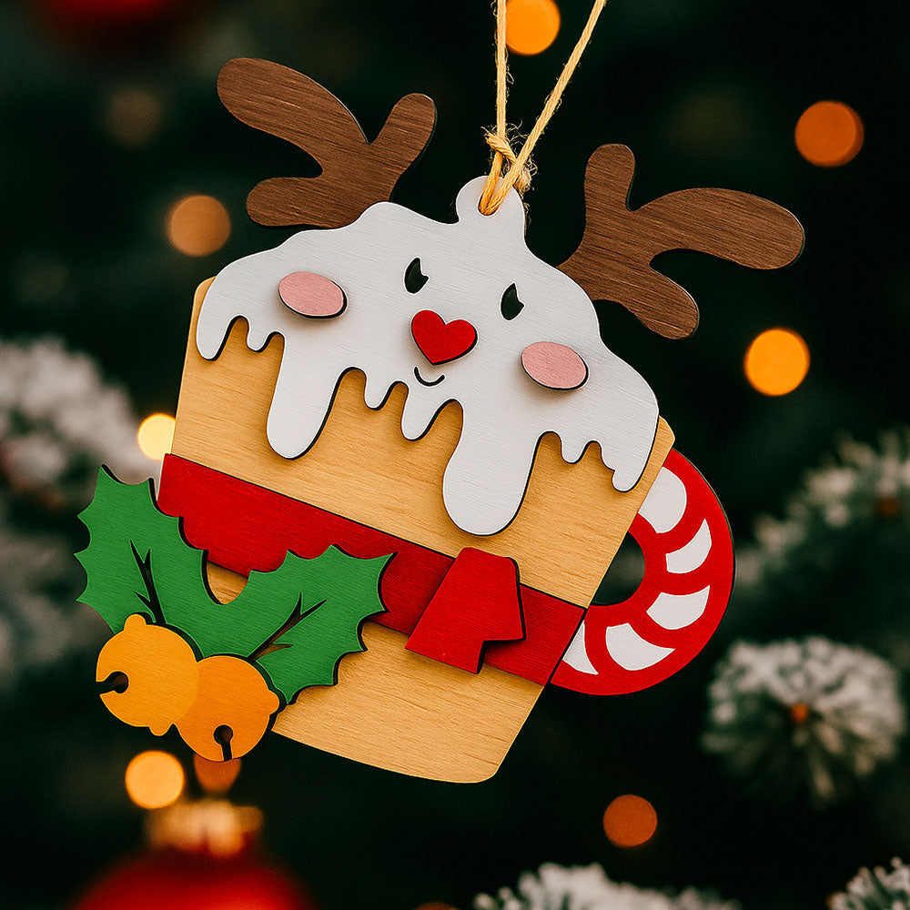 Holzbausatz - Weihnachtstasse ca. 10,7cm x 9,8cm aus Sperrholz