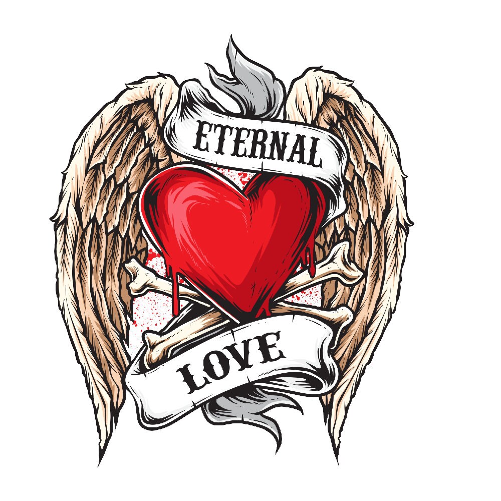 Aufbügler - Bügelbild - Aufbügler - Bügeltransfer - Herz mit Flügeln - Eternal Love