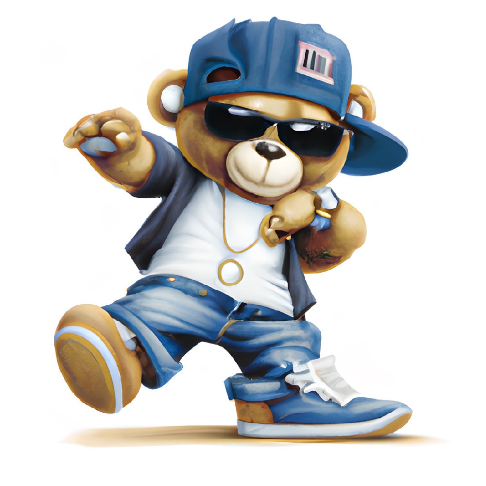 Aufbügler - Bügelbild - Bügeltransfer - Niedlicher Hip Hop Teddybär