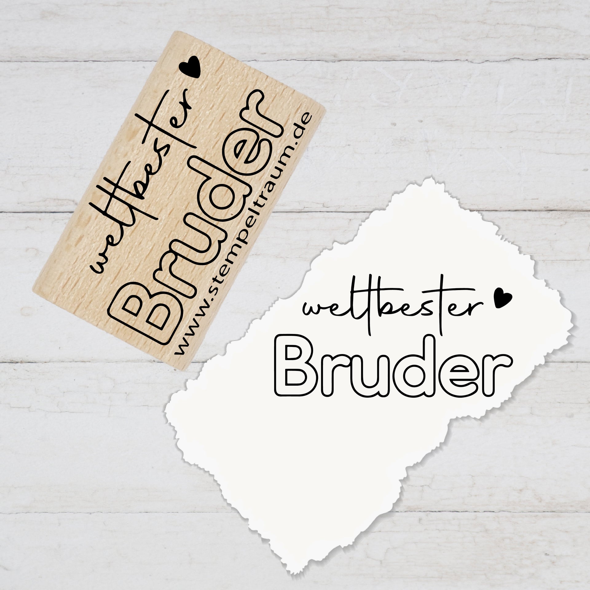 Stempel Motivstempel mit Text - weltbester Bruder - Geschenk - DIY Stempel zum Basteln von Karten, Papier, Stoff, Holz, Dekoration, Liebe