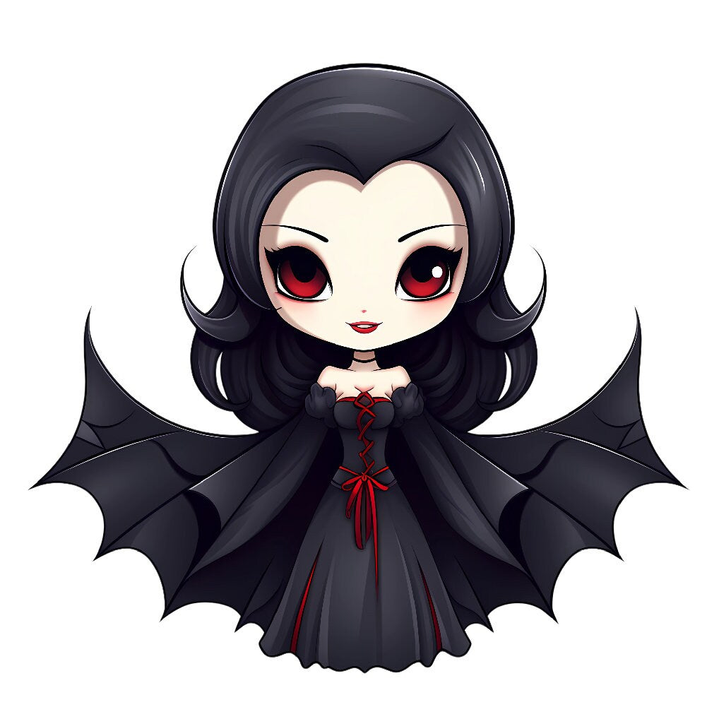Aufbügler - Bügelbild - Bügeltransfer - Anime - Manga - Mädchen im Morticia Adams Look
