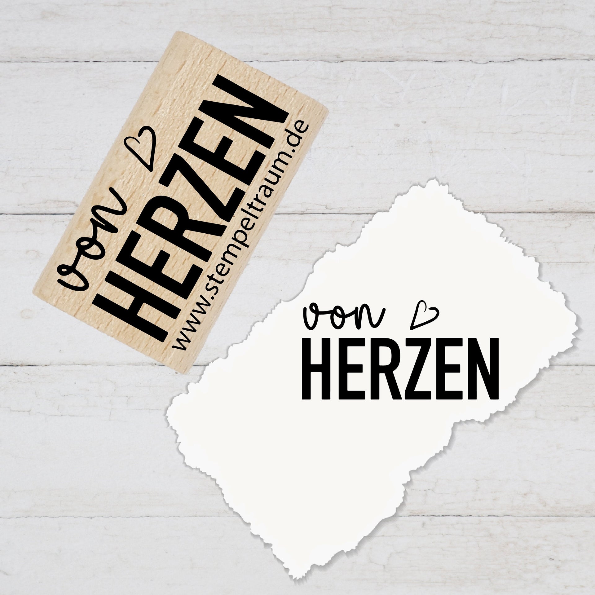 Textstempel - von HERZEN -Stempel Geschenk - DIY Stempel zum Basteln von Karten, Papier, Stoffen, Holz, Dekoration