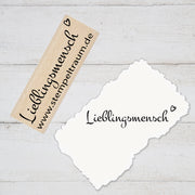 Stempel Motivstempel mit Text - Lieblingsmensch - Mit Herz - Geschenk - DIY Stempel zum Basteln von Karten, Papier, Stoff, Holz, Dekoration
