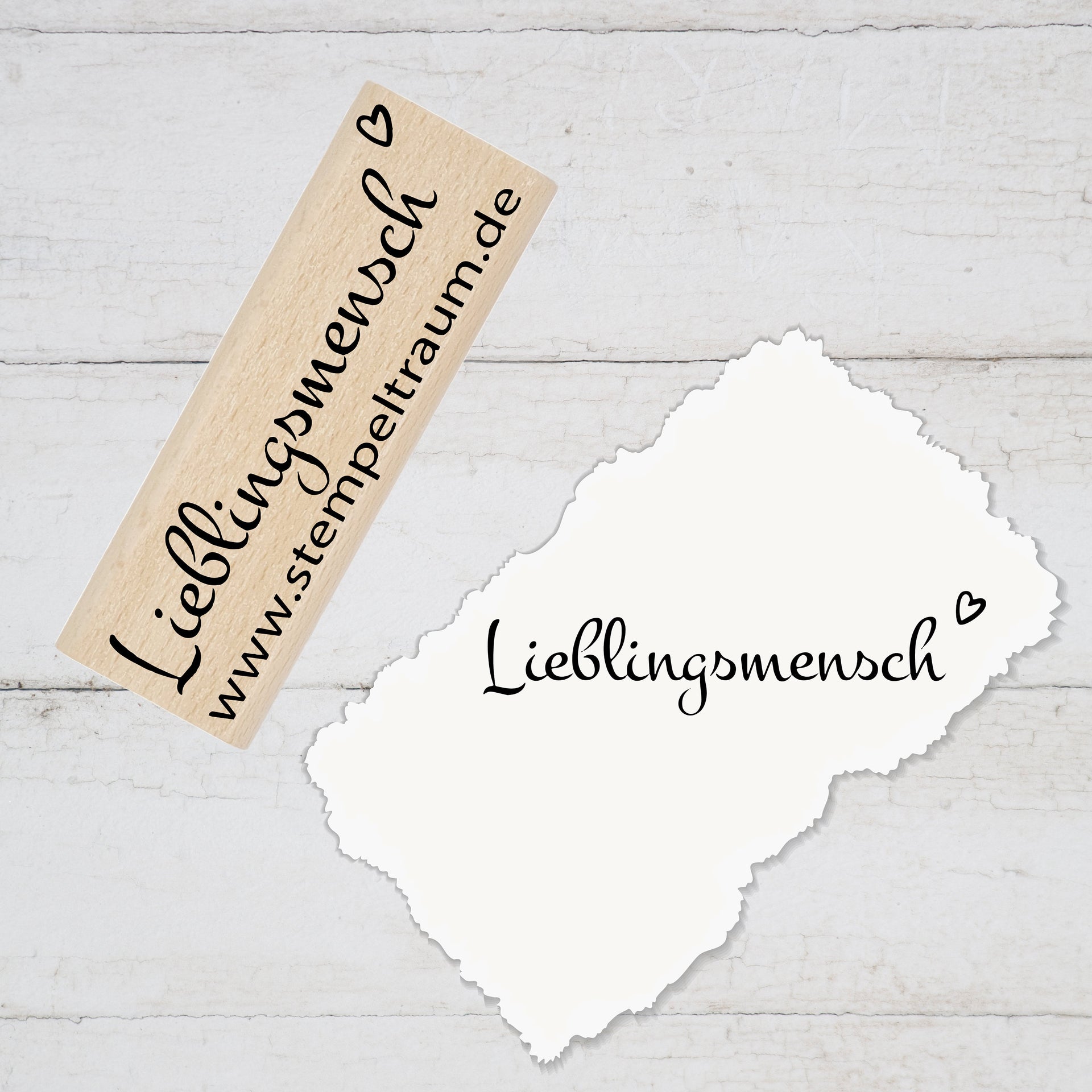 Stempel Motivstempel mit Text - Lieblingsmensch - Mit Herz - Geschenk - DIY Stempel zum Basteln von Karten, Papier, Stoff, Holz, Dekoration