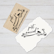 Stempel Motivstempel mit Text - Just Married, Geschenk, DIY Stempel zum Basteln von Karten, Papier, Stoff, Holz, Dekoration, Einladungskarte