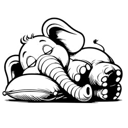 MOTIVSTEMPEL - SCHLAFENDER BABY ELEFANT - STEMPEL GESCHENK - DIY STEMPEL ZUM BASTELN VON KARTEN, PAPIER, STOFF