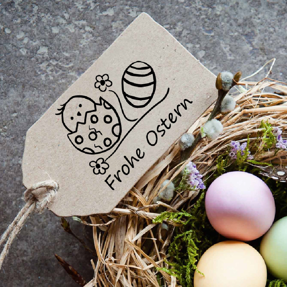 Stempel  - Motivstempel - Ostern - Küken im Ei - Frohe Ostern, Geschenk, DIY Stempel zum Basteln von Karten, Papier, Stoff, Holz, Dekoration