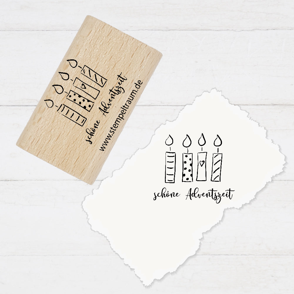 Motivstempel - Weihnachten - schöne Adventszeit mit 4 Kerzen, Geschenk - DIY Stempel zum Basteln von Karten, Papier, Stoff, Holz, Deko