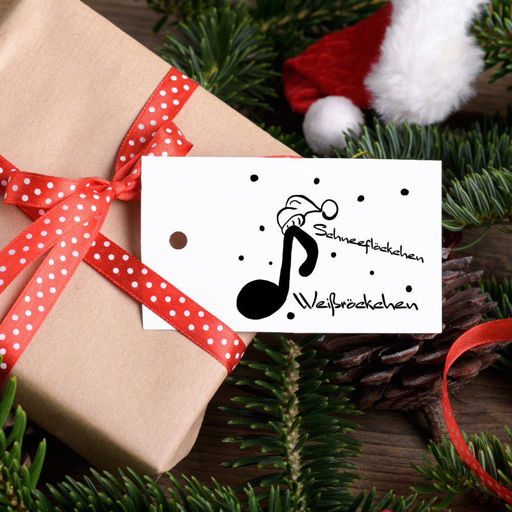 Motivstempel - Weihnachten - Schneeflöckchen Weißröckchen mit Notenschlüssel, Geschenk - DIY Stempel zum Basteln von Karten, Papier, Stoff