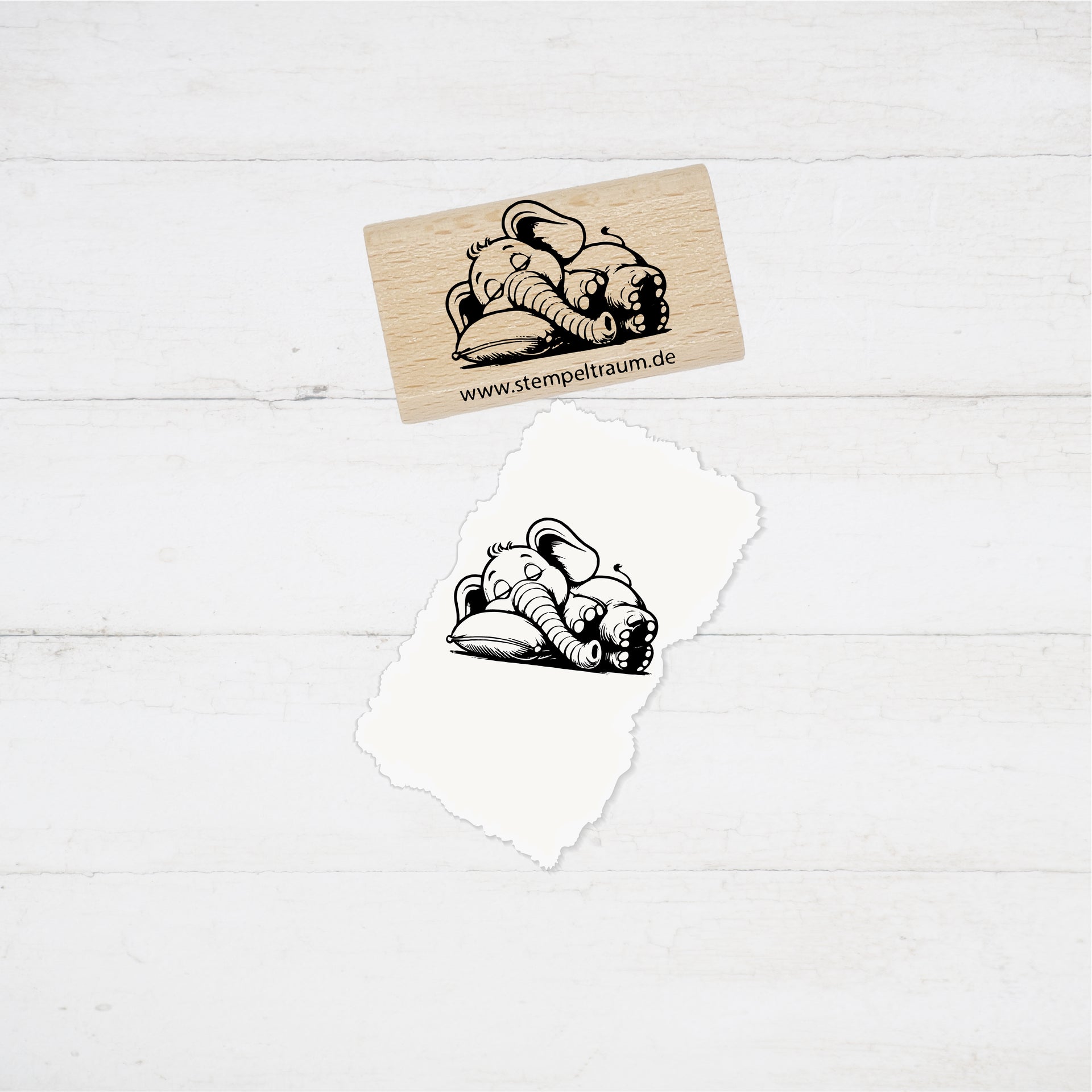 Motivstempel - schlafender Baby Elefant - Stempel Geschenk - DIY Stempel zum Basteln von Karten, Papier, Stoff
