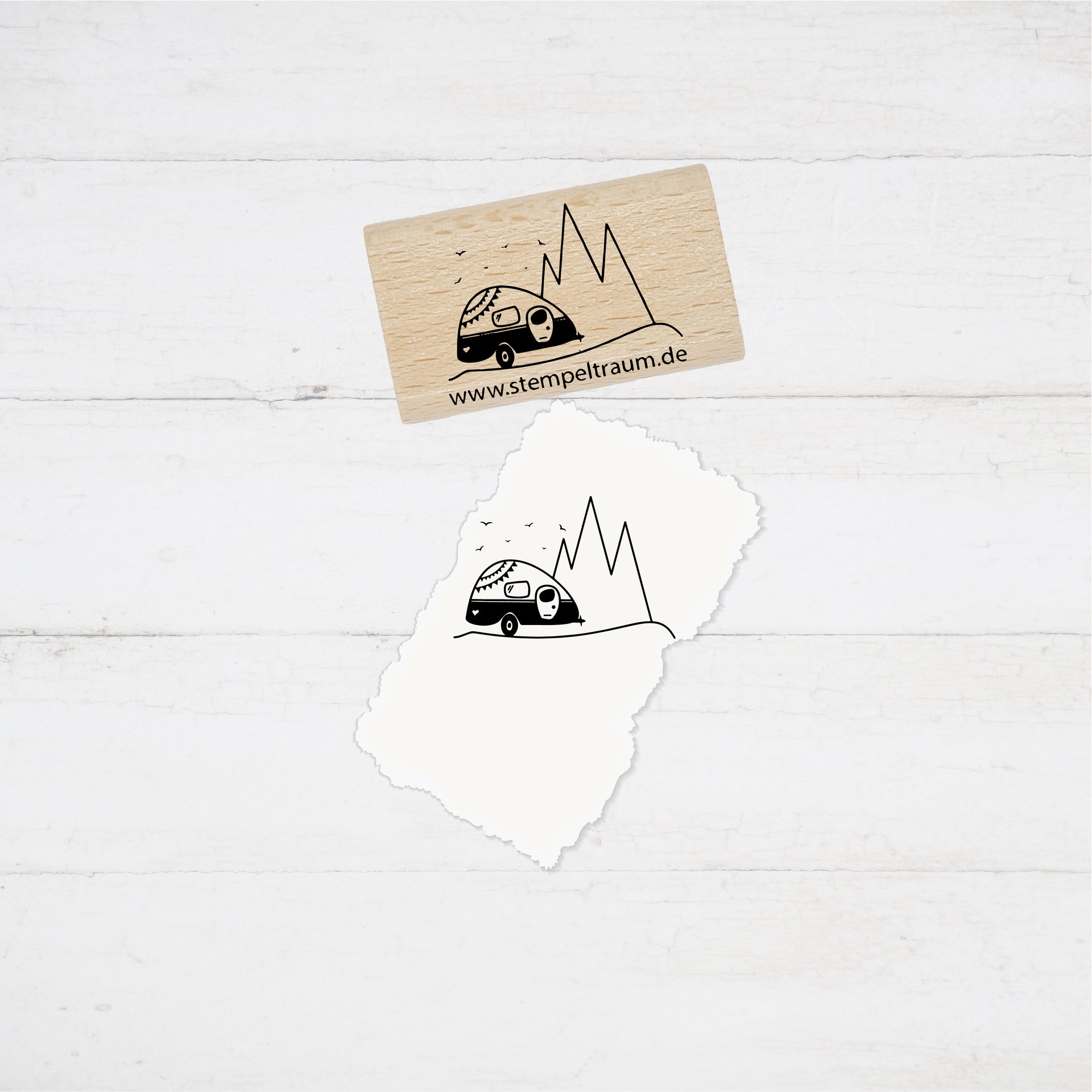 Motivstempel - Wohnwagen - Camping - Stempel Geschenk - DIY Stempel zum Basteln von Karten, Papier, Stoff