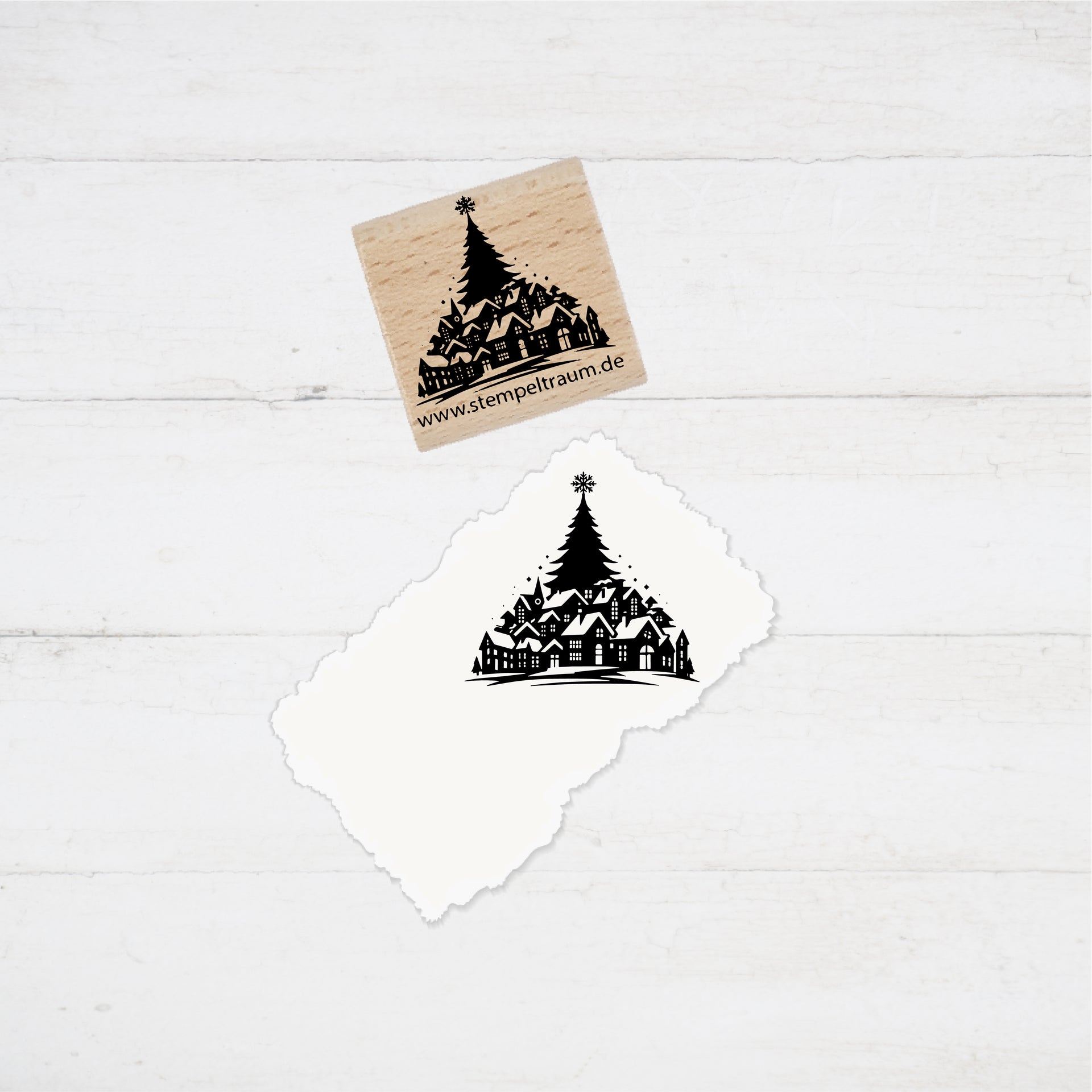 Motivstempel - Weihnachtsstadt - Weihnachten- Christmas - Stempel Geschenk - DIY Stempel zum Basteln von Karten, Papier, Stoff