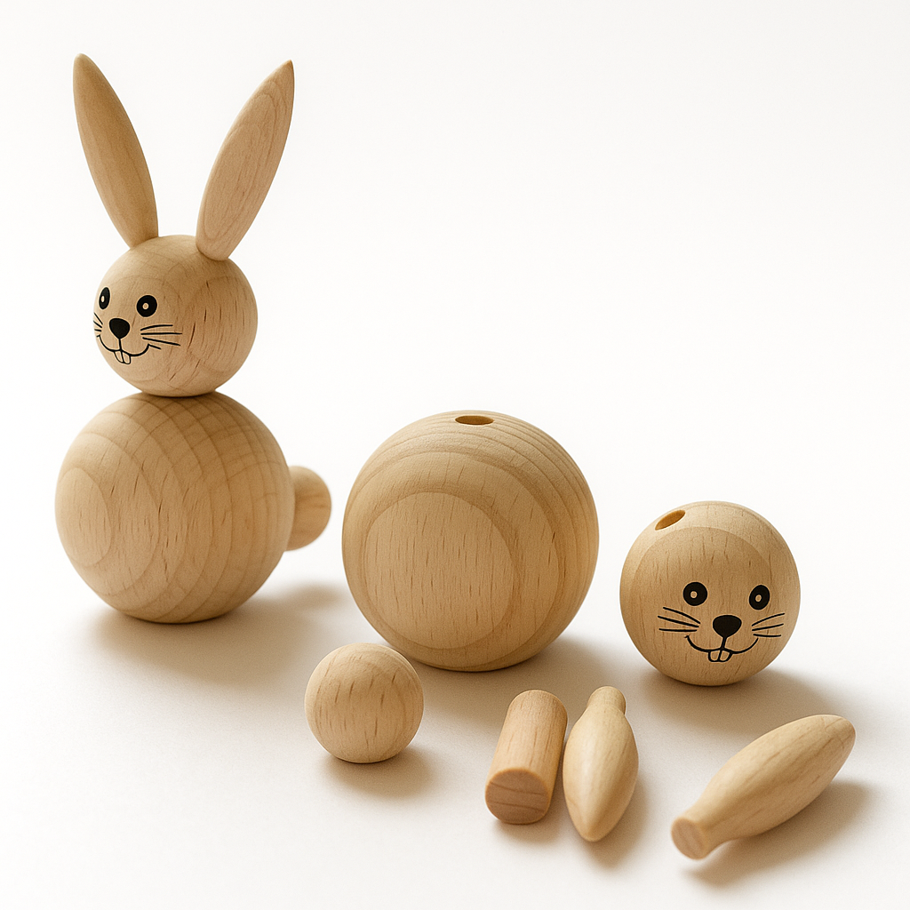 Bastelset „Hase / Osterhase“ aus Buchenholz – Set zum Selbstgestalten - zerlegt