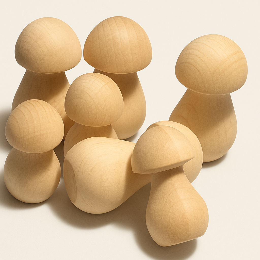 Holzpilze aus unbehandeltem Buchenholz – natürliche Deko & nachhaltiges Bastelmaterial