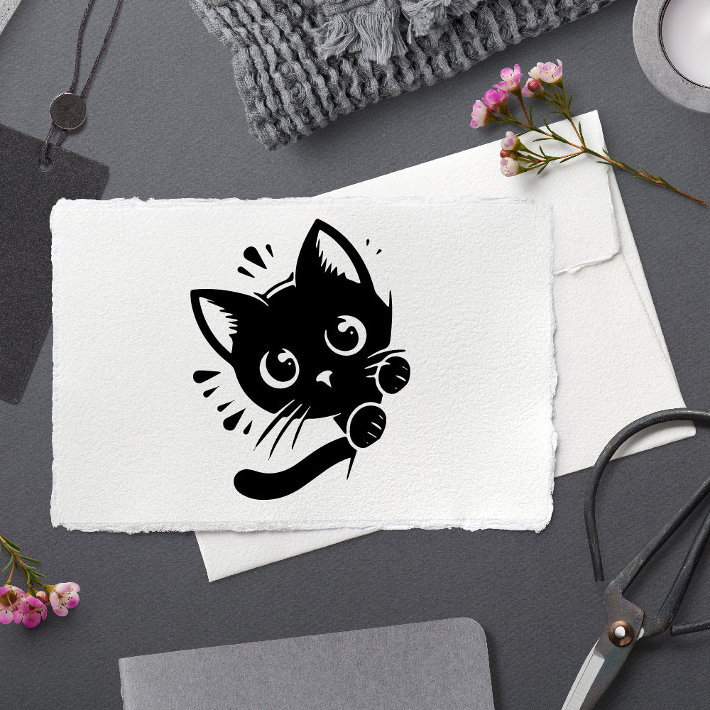 Motivstempel - Katze - Kätzchen - schwarze Katze - Tier - Basteln, Stempel Geschenk, DIY Stempel zum Basteln von Karten, Papier, Stoff, Holz, Dekoration