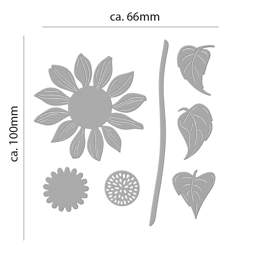 Metall Stanzform Sonnenblumen-Set für Scrapbooking & Karten – Hochwertige DIY Schablone aus Kohlenstoffstahl für Papier, Filz & Bastelprojekte