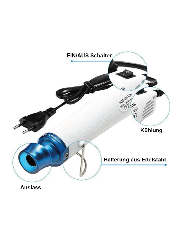 Heißluftfön für Embossing-Technik -  Mini Wärmepistole - DIY Wrapping - Scrapbooking - 300W