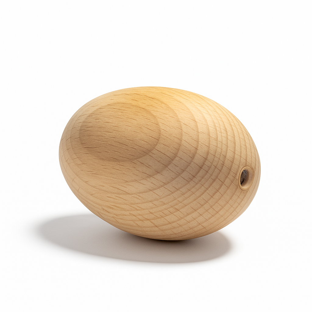 Holzei mit Halbloch Bohrung aus unbehandeltem Buchenholz – natürliche Deko & nachhaltiges Bastelmaterial