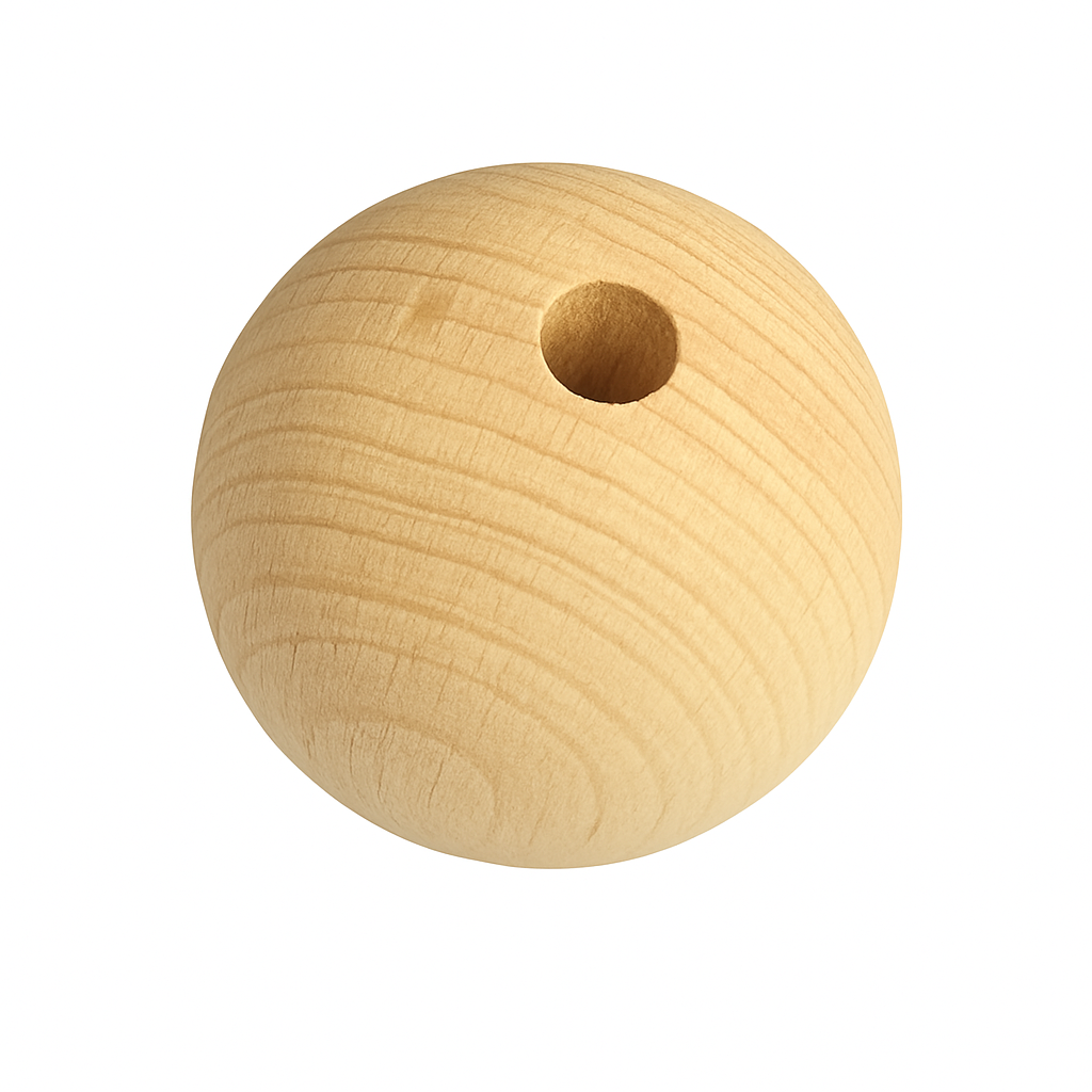 Holzkugeln 30mm Ø aus Buchenholz mit Bohrung – naturbelassen & vielseitig für Bastelprojekte