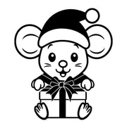Motivstempel - Weihnachten - Maus mit Geschenk  Geschenk - DIY Stempel zum Basteln von Karten, Papier, Stoff, Holz, Dekoration, Advent, Anhänger
