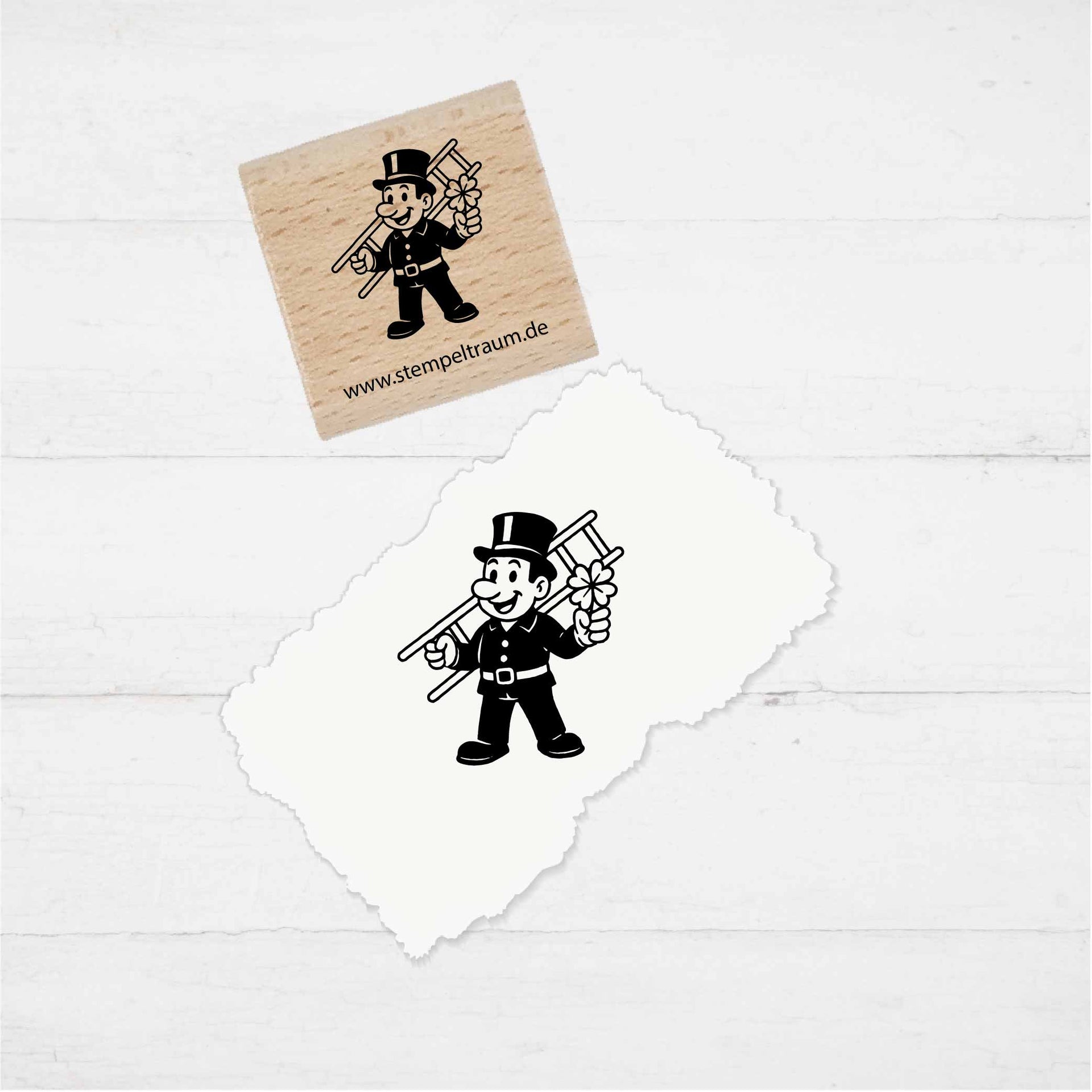 Stempel - Motivstempel - Silvester - Schornsteinfeger - Geschenk - DIY Stempel zum Basteln v. Karten, Papier, Stoff, Holz, Dekoration, Silvester 