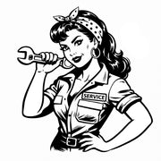 Motivstempel Rockabilly Style - Mechanikerin | Holzstempel - für DIY, Büro & Kreativprojekte, Scrapbooking, Karten, Basteln