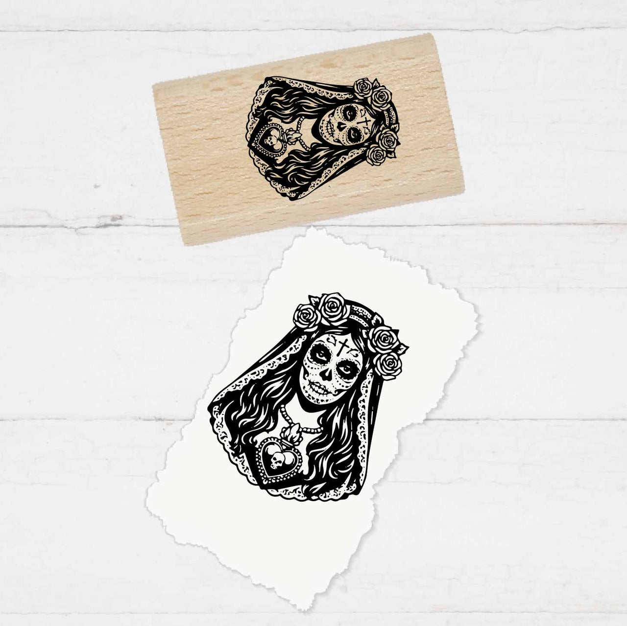 Stempel  - Motivstempel - La Catrina - Día de los Muertos - Geschenk - DIY Stempel zum Basteln von Karten, Papier, Stoff, Holz, Dekoration