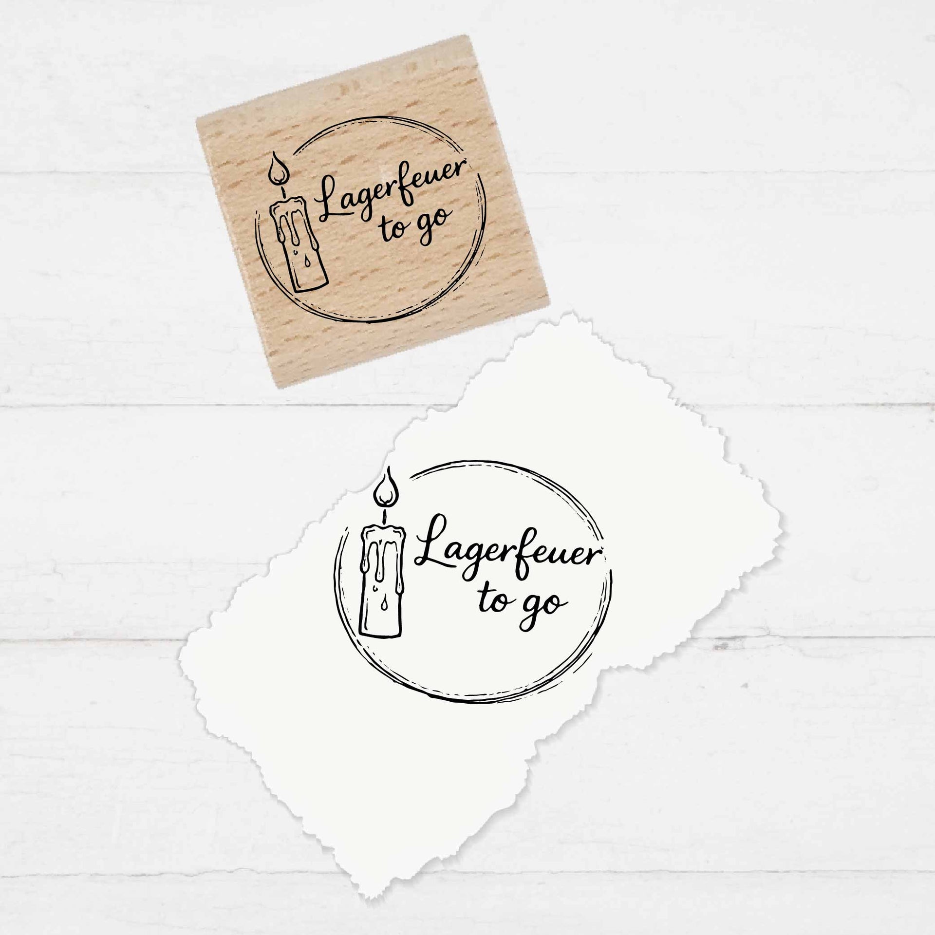 Stempel  - Motivstempel - Lagerfeuer to go - Kerze - Geschenk - DIY Stempel zum Basteln von Karten, Papier, Stoff, Holz, Dekoration,