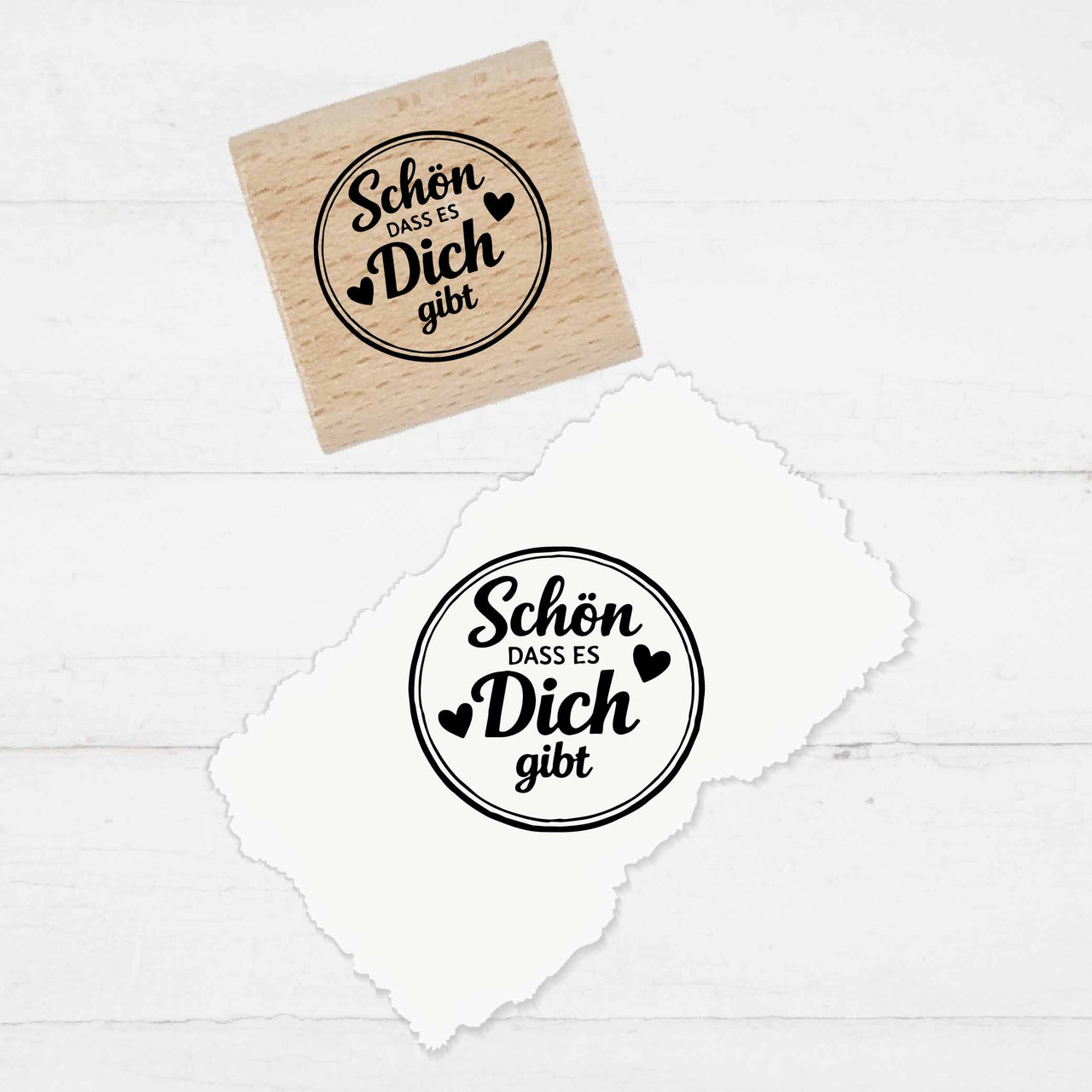 Stempel  - Motivstempel - Schön dass es Dich gibt - Geschenk - DIY Stempel zum Basteln von Karten, Papier, Stoff, Holz, Dekoration