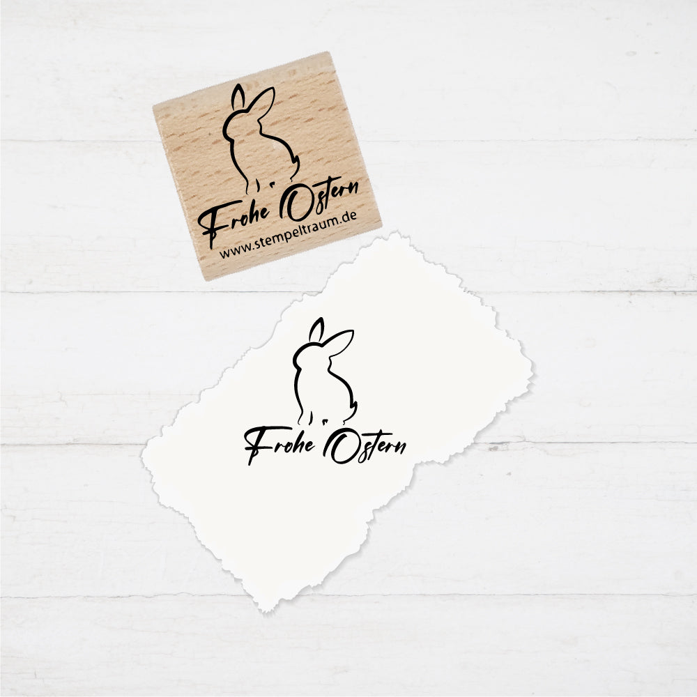 Stempel  - Motivstempel - Hasen Silhouette - Frohe Ostern, Geschenk - DIY Stempel zum Basteln von Karten, Papier, Stoff, Holz, Dekoration
