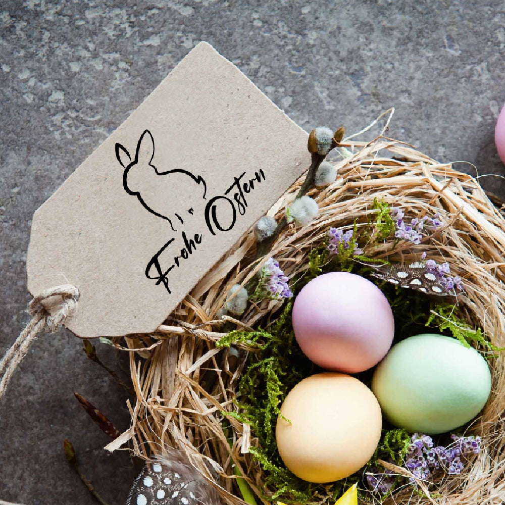Stempel  - Motivstempel - Hasen Silhouette - Frohe Ostern, Geschenk - DIY Stempel zum Basteln von Karten, Papier, Stoff, Holz, Dekoration