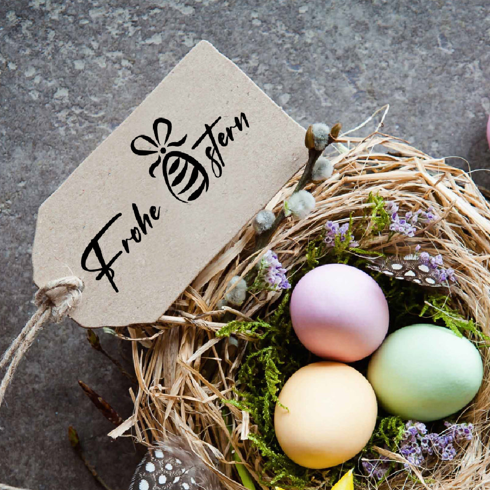Stempel  - Motivstempel - Frohe Ostern - Geschenk - DIY Stempel zum Basteln von Karten, Papier, Stoffen, Holz, Dekoration, Scrapbooking