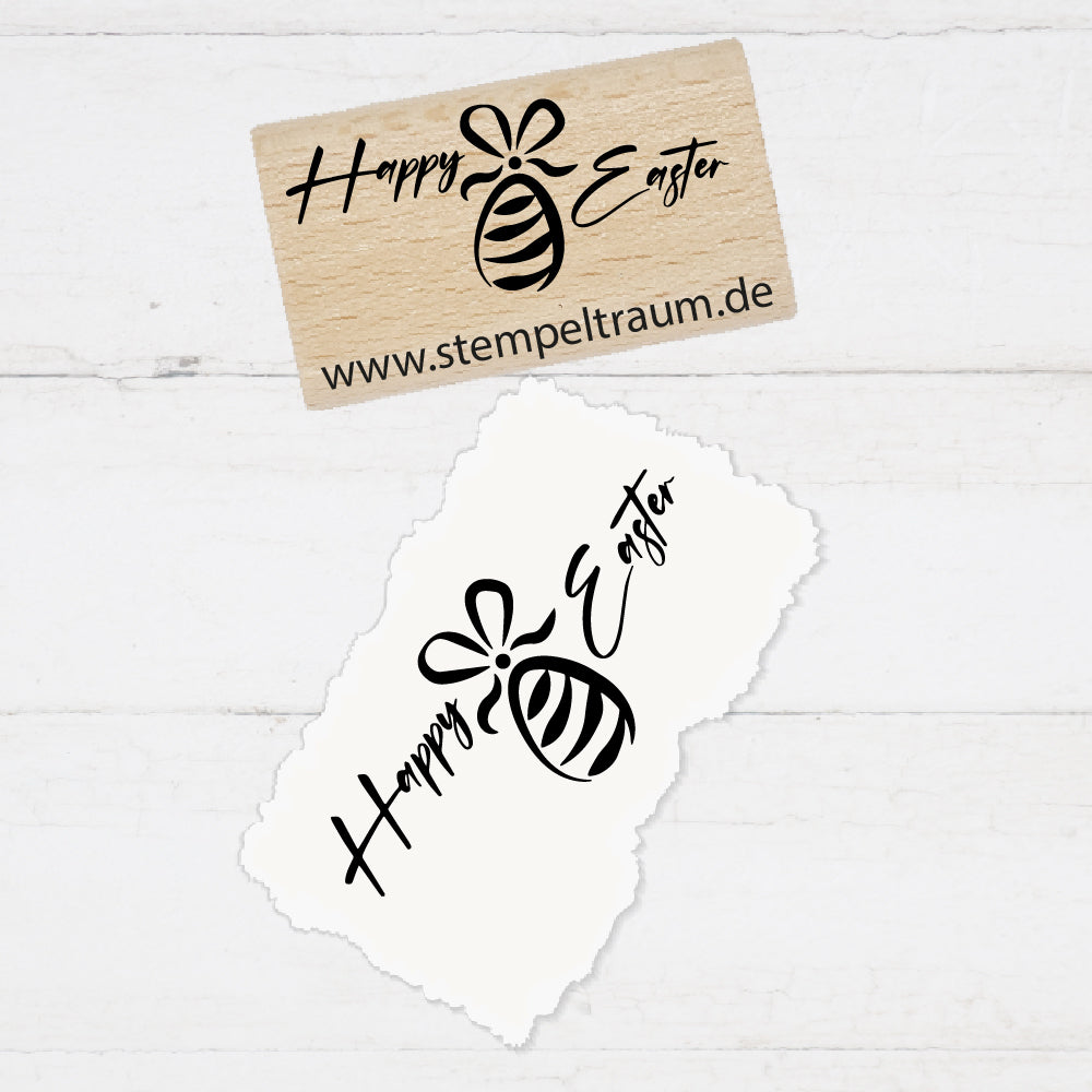 Stempel - Motivstempel, O als Ei mit Schlaufe - Happy Easter, Geschenk - DIY Stempel zum Basteln von Karten, Papier, Stoff, Holz, Dekoration