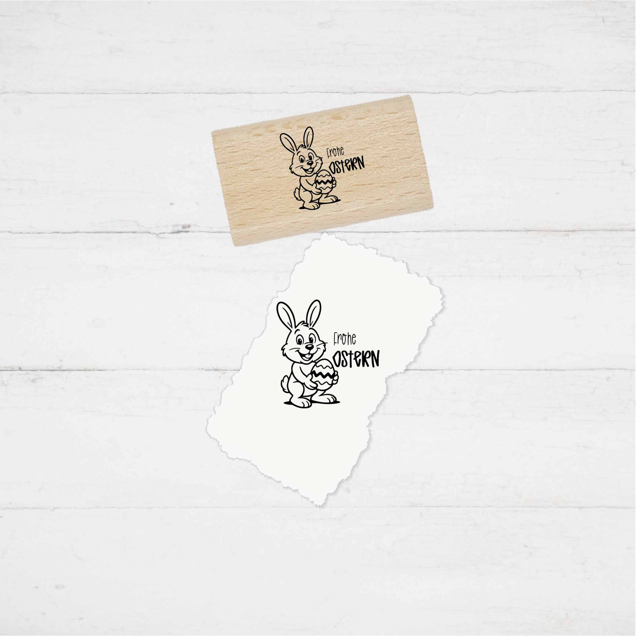 Motivstempel - Ostern- Frohe Ostern – Osterhase mit Ei, Karten, Geschenke & Scrapbooking