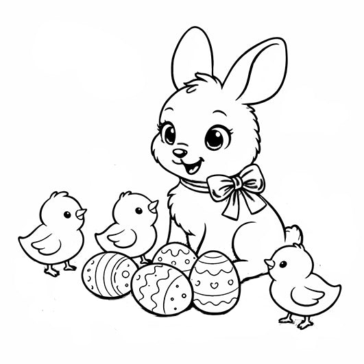 Motivstempel Osterhase mit Küken | Holzstempel - zum Ausmalen für Schule, Basteln, DIY & Kreativprojekte 