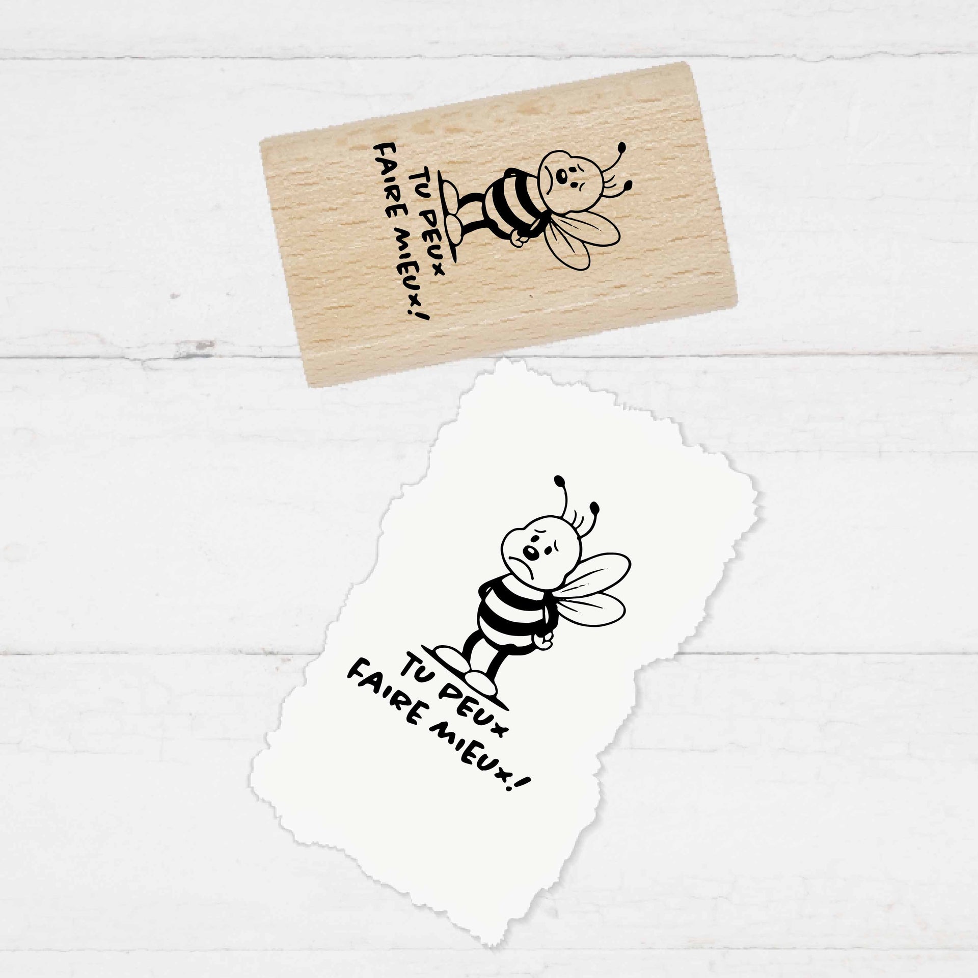 Lehrerstempel französisch „Tu peux faire mieux“ – Motivstempel Biene | Lobstempel für Schule, Grundschule, Hausaufgabenheft & Schulhefte 