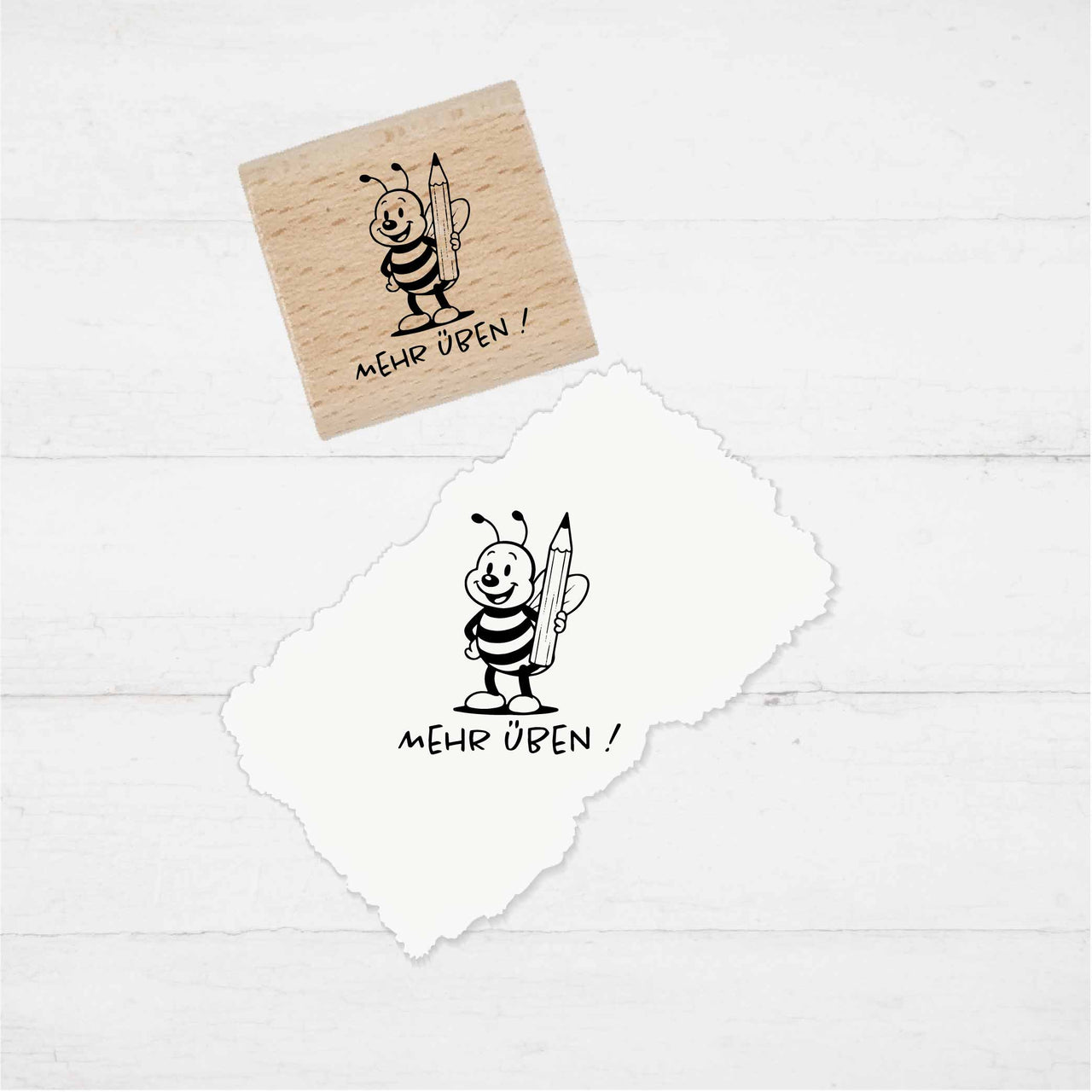 Lehrerstempel „mehr üben“ – Motivstempel Biene | Lobstempel für Schule, Grundschule, Hausaufgabenheft & Schulhefte