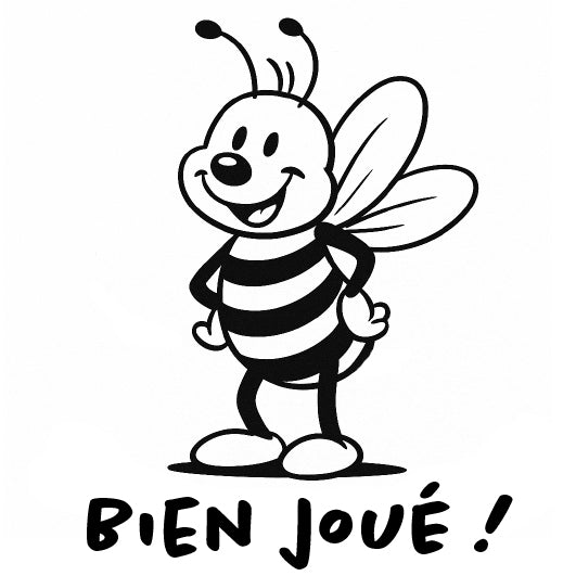 Lehrerstempel französisch „Bien joué !“ – Motivstempel Biene | Lobstempel für Schule, Grundschule, Hausaufgabenheft & Schulhefte
