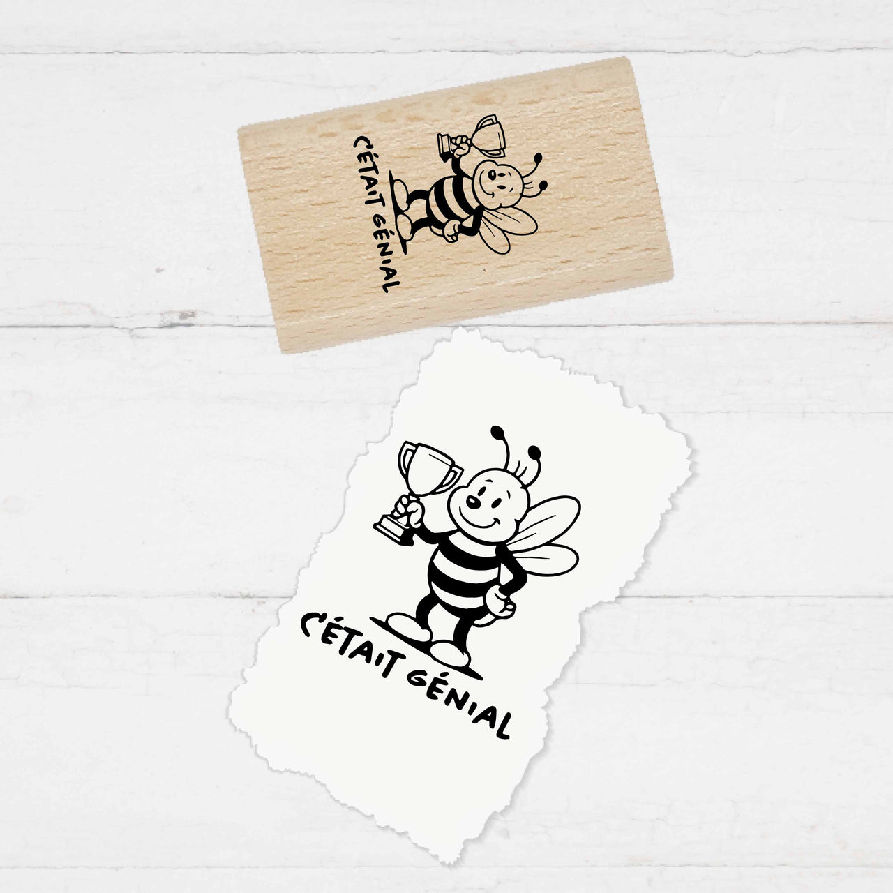 Lehrerstempel französisch „C'était génial“ – Motivstempel Biene | Lobstempel für Schule, Grundschule, Hausaufgabenheft & Schulhefte 