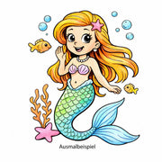 Motivstempel Meerjungfrau  | Holzstempel - zum Ausmalen für Schule, DIY & Kreativprojekte
