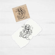 Motivstempel Meerjungfrau  | Holzstempel - zum Ausmalen für Schule, DIY & Kreativprojekte