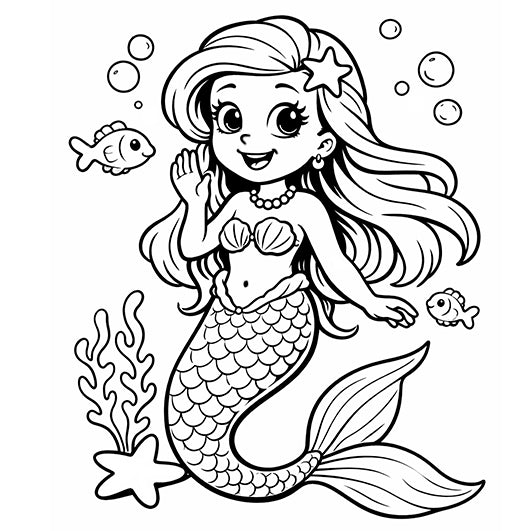 Motivstempel Meerjungfrau  | Holzstempel - zum Ausmalen für Schule, DIY & Kreativprojekte