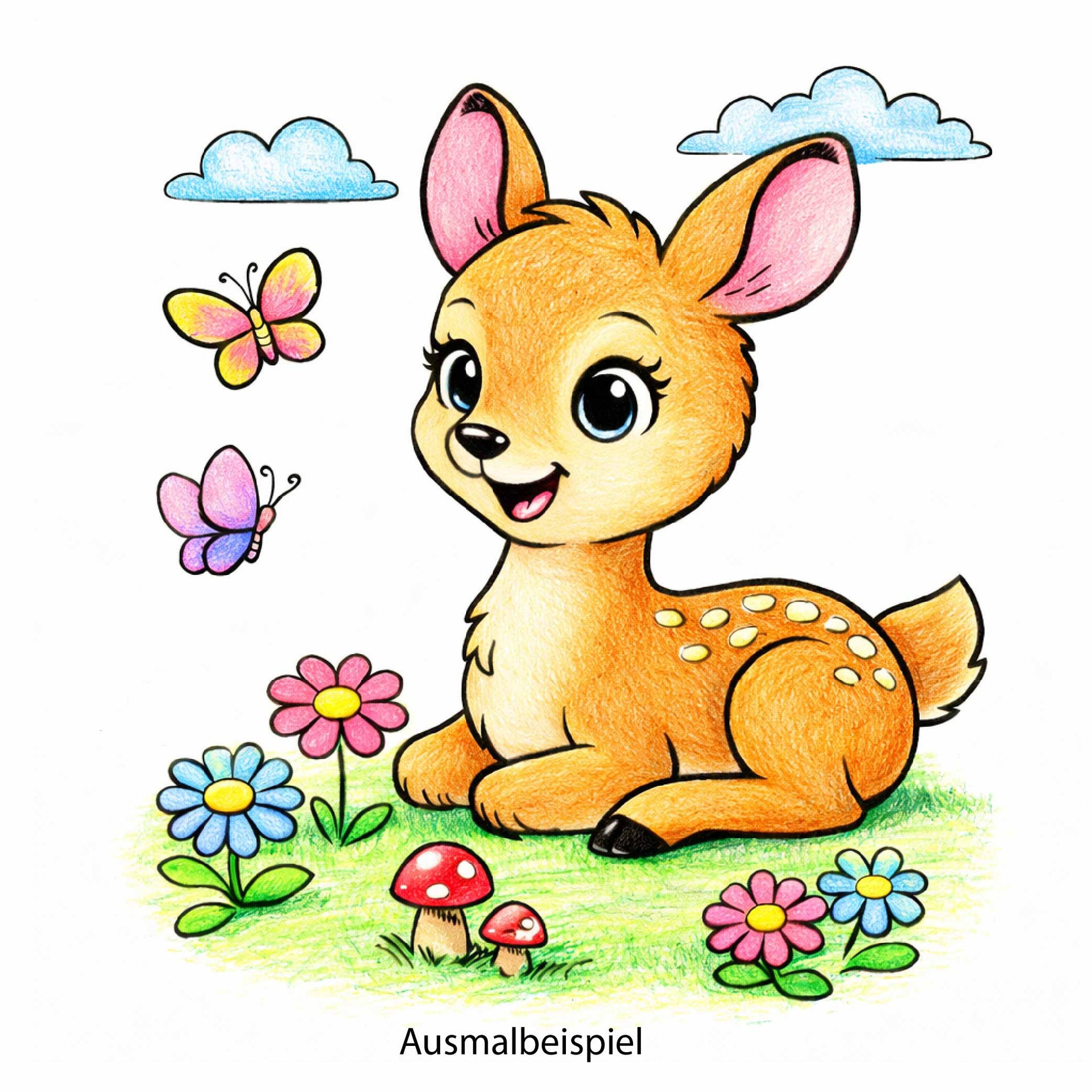 Motivstempel Rehkiz  | Holzstempel - zum Ausmalen für Schule, Basteln, DIY & Kreativprojekte 