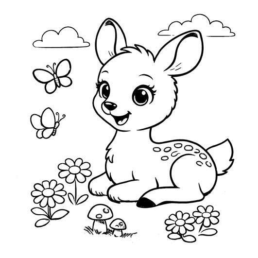 Motivstempel Rehkiz  | Holzstempel - zum Ausmalen für Schule, Basteln, DIY & Kreativprojekte 