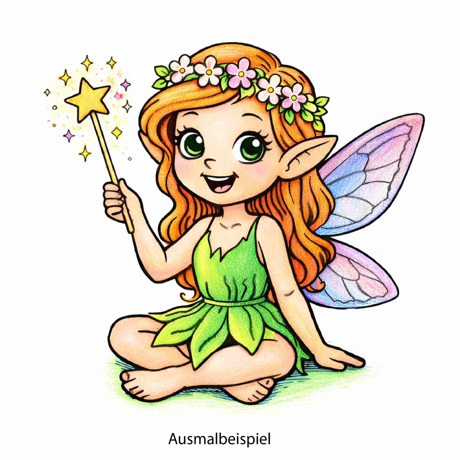 Motivstempel Elfe | Holzstempel - zum Ausmalen für Schule, Basteln, DIY & Kreativprojekte