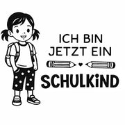 Schulstempel „Ich bin jetzt ein SCHULKiND“ – Motivstempel Mädchen | Für Einschulung, Schule, Grundschule, Hausaufgabenheft & Schulhefte, DIY, Basteln 
