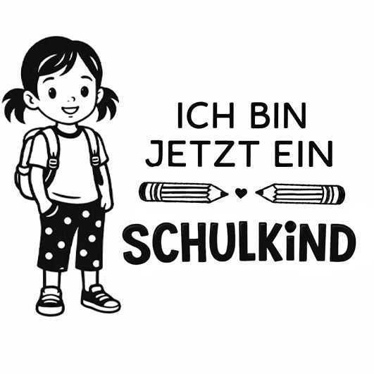Schulstempel „Ich bin jetzt ein SCHULKiND“ – Motivstempel Mädchen | Für Einschulung, Schule, Grundschule, Hausaufgabenheft & Schulhefte, DIY, Basteln 