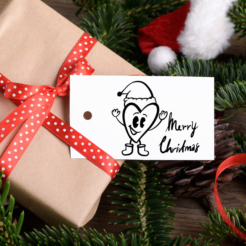 Motivstempel - merry christmas - freudiges Weihnachtsherz - Geschenk - DIY Stempel zum Basteln von Karten, Papier, Stoffen, Holz, Dekoration