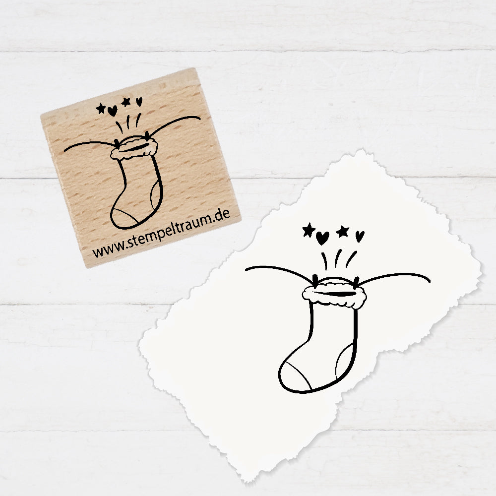 Motivstempel - Weihnachtssocke -  Geschenk - DIY Stempel zum Basteln von Karten, Papier, Stoffen, Holz, Dekoration, Advent, Weihnachtsdeko